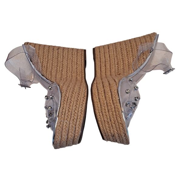 SCHUTZ Clear and Tan Wedge Sandals - Picture 7 of 10